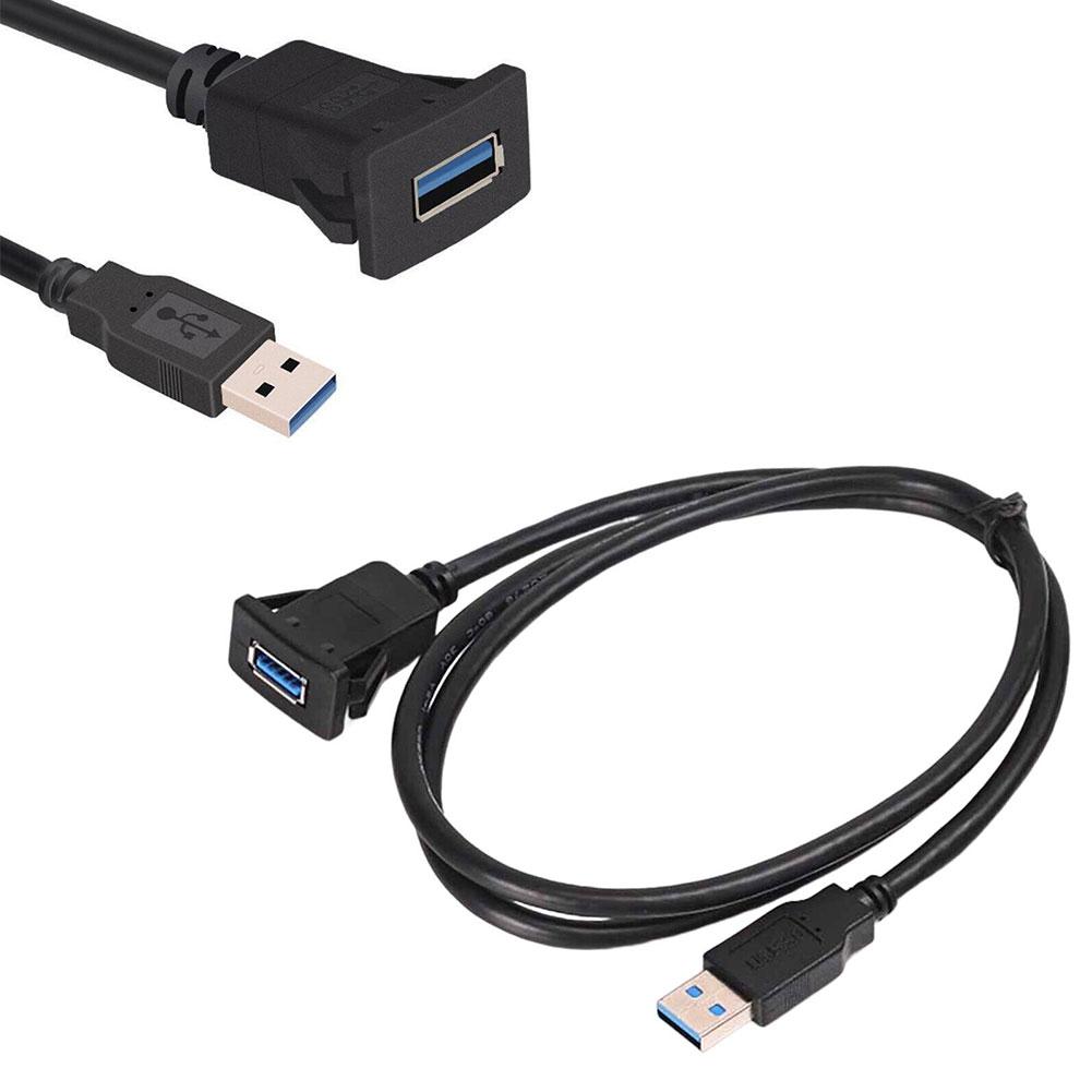 Für Auto, LKW, Boot, 1 m/3,3 ft Single Port USB 3.0 A Stecker auf USB 3.0 A Buchse M/F Auto Armaturenbrett Unterputz-Verlängerungskabel