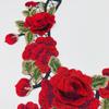 1Pcs Embroidered Flower Red Rose Tassel Collar Flora Leaf Gown Appliques Sewing Patch Wedding Dress Decoration