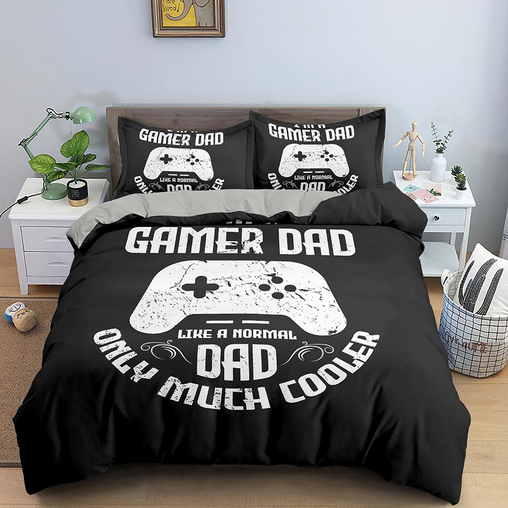Comforter Gamer Bedding Set Luxury Retro Game Handle Queen Teen Boy Girl Gamepad Print Quilt/ 2/3Pcs