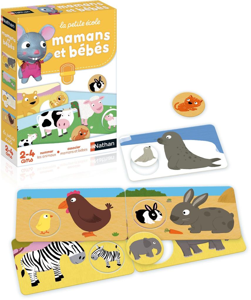 Jeu d'association NATHAN La Petite Ecole - Mamans et Bébés - Bébé Animaux - Mixte - A partir de 3 ans