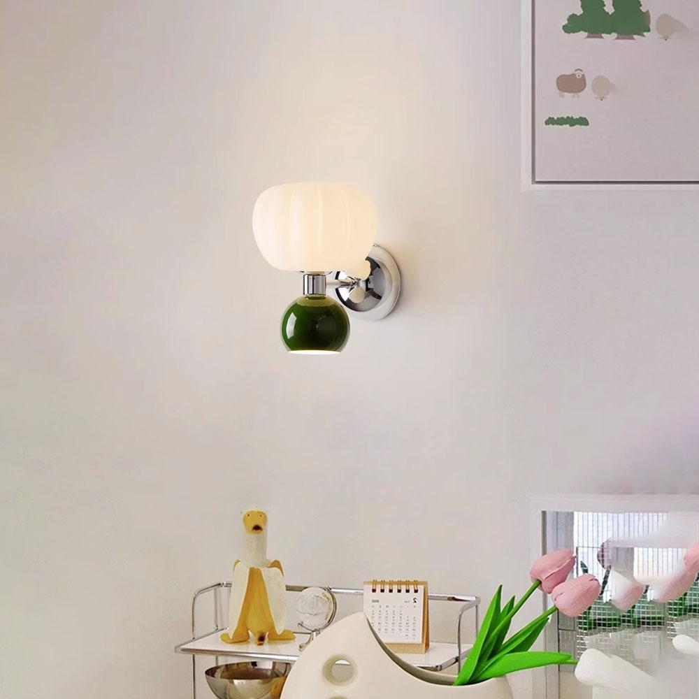 New Nordic Home Decor Wall Lamps Plastic Material Lightings Modern Soft Style Pumpkin Shape Bedroom Lustres