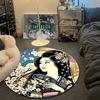 Minimalist Round Pop Art Multicolor Accent Rug, Non-Slip Floor Mat for Dining Room