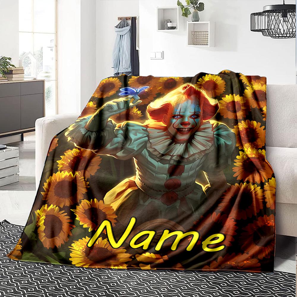 Customiz Name Personality Pennywise the Dancing Clown Blanket Soft &Warm Sofa Office Bed Travel Lunch Break Blanket, Gift Suitable All Seasons