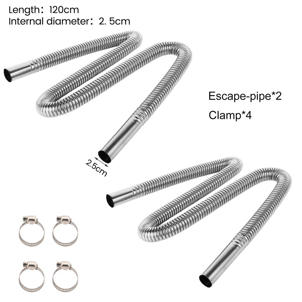 120cm Car Heater Exhaust Pipe Air Diesel Parking Heater Exhaust Hose Line Stainless Steel Flexible Fuel Tank Diesel Gas Vent