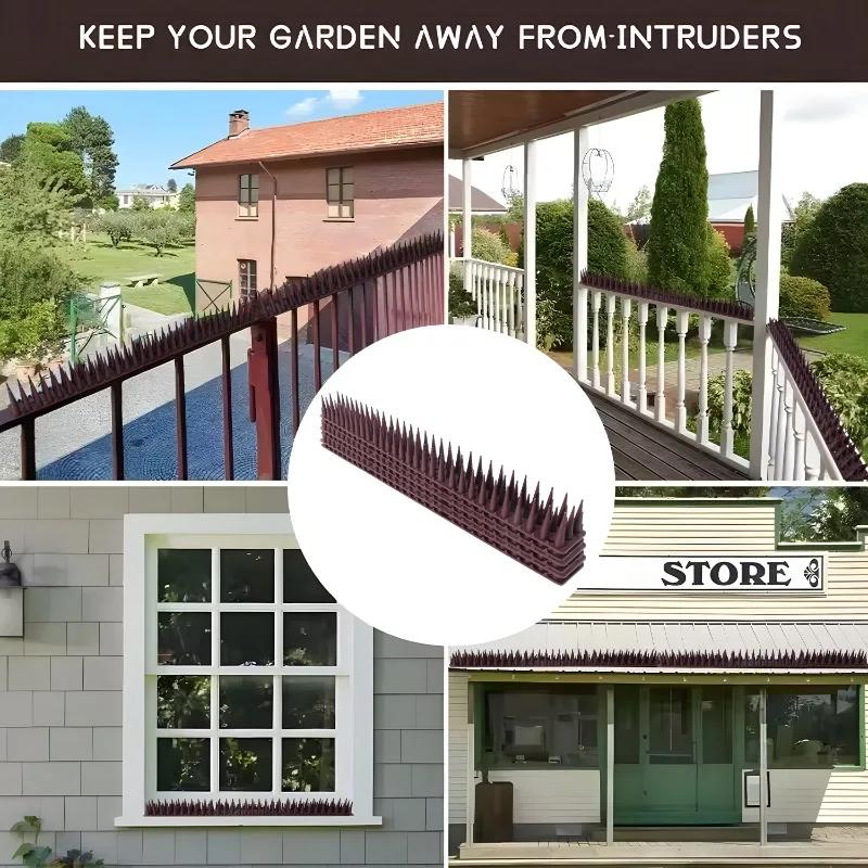 10 Rows 450CM Plastic Anti-Bird Spikes Garden Anti-theft Deterrent Spike Fence Wall Pigeon Cat Proof Prevent Tools Anti Climb Cat Spike