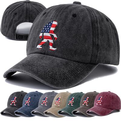 Heißer Verkauf Gewaschene Baumwollkappe Hohe Qualität USA Flaggenmuster Stickerei Baseballkappe Männer und Frauen Outdoor-Sportarten Papa-Hüte
