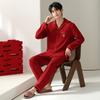 Pajamas wedding newlywed couple suit red natal spring and autumn pure cotton long-sleeved autumn couple suit men and women