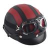 Universal Motorcycle Scooter Synthetic Leather Open Face Half Helmet & Visor UV Goggles Red