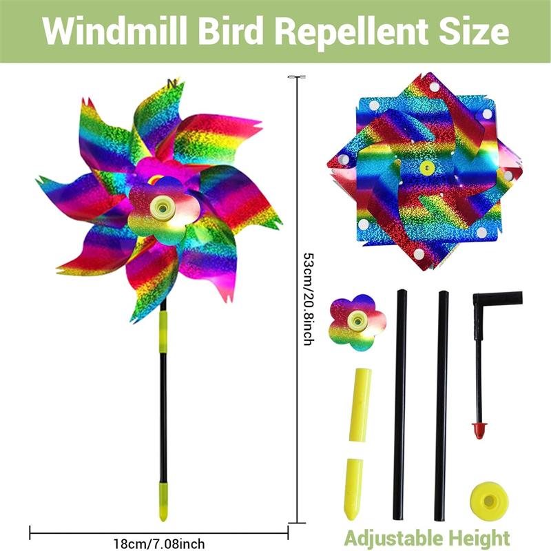 10X Repelent Păsări Mori de Vânt Reflectorizante Anti Păsări Spinner de Vânt pentru Grădină Livadă