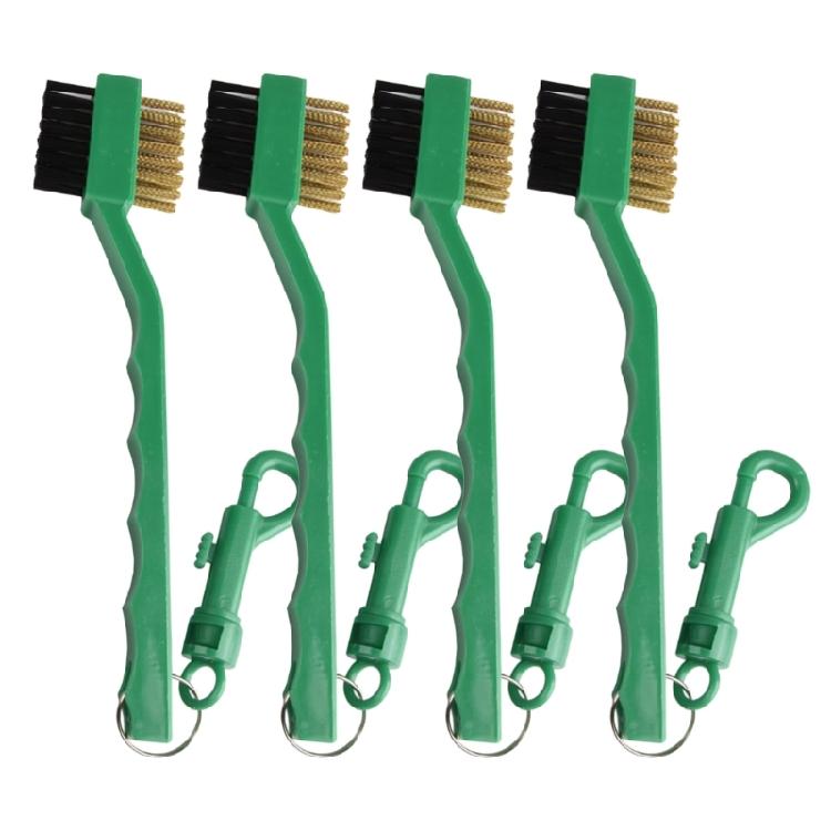 Double Sided Golfs Head Brush with Spikes for Cleaning Grooves Shoes Golfs Club Cleaner Brush with Retractable Carabiner