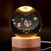 3D Starry Sky Crystal Ball Night Light with Solid Wood Base - Luminous Desktop Ornament & Birthday Gift