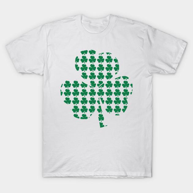Men Black Print T-shirt Pattern Of Green Shamrocks In Single Shamrock No-Cut Transfer Paper Print Cotton Tshirt 4XL