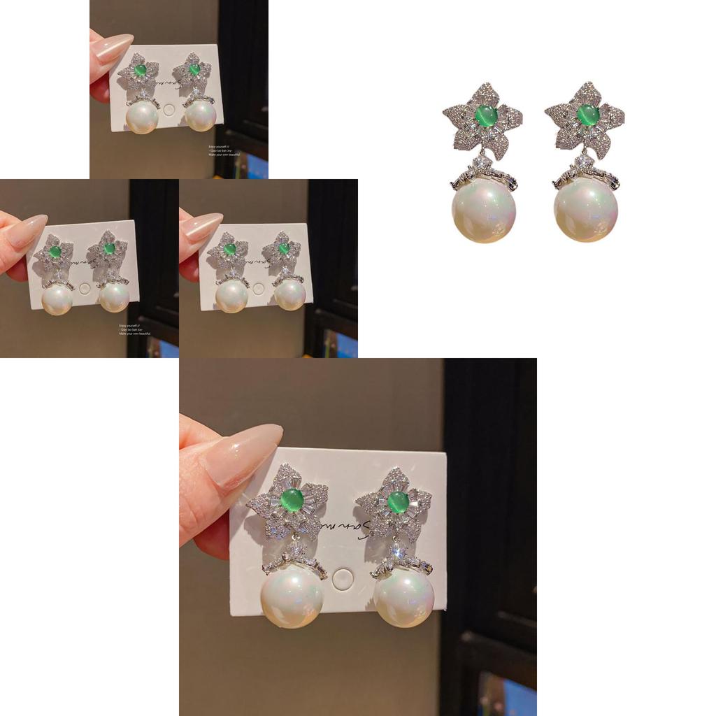 Sternförmige Zirkonia-Perlenohrringe für Damen Modeschmuck mit Stahlsteckern