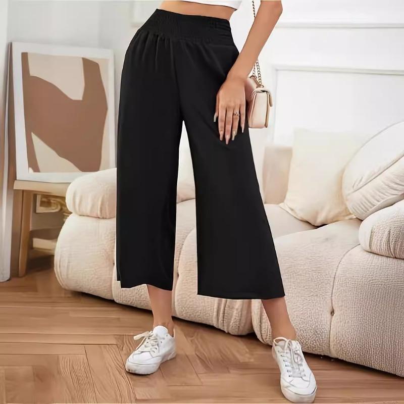 

Women S Solid Color Casual Cropped Pants S чёрный