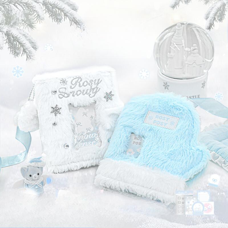 M5 Cute Gloves Plush Photocard Album Fluffy Kpop Photocard Holder for 3 Inch Idol Card Photo Albums with Mini Pendant Note Book