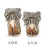 Fashion 2025 New French Bow Pumps Gradient Crystal Sequin Senior Sense Bridal Wedding Shoes Bridesmaid Shoes Dinner Shoes