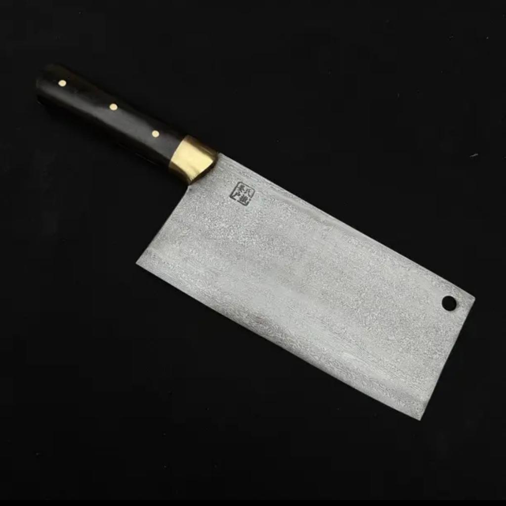 8 Inch Chopper Knife Handmade Forged Damascus Steel Blade Ebony Handle Chef Slicing Cleaver Kitchen Knife Meat And Poultry Tools
