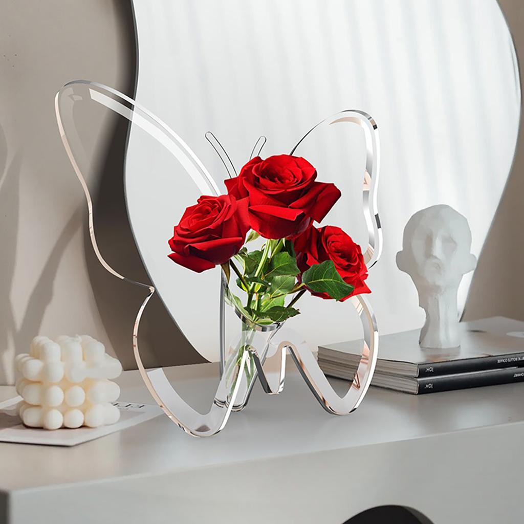 Butterfly Acrylic Photo Frame Vase Art Hydroponic Flower Vase Desktop Plant Holder Decor Vase Home Decoration Ornaments