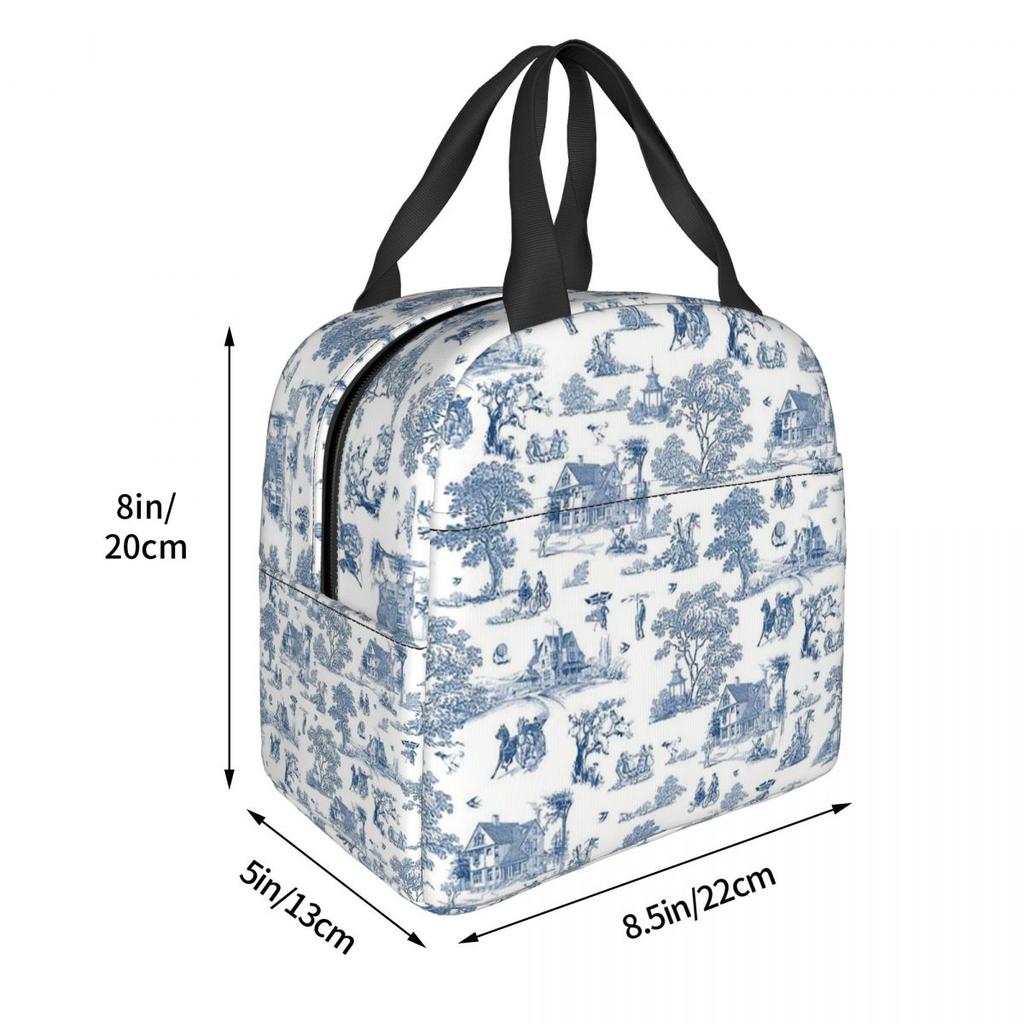 Toile De Jouy French Motif Insulated Lunch Bag for Kids School Cooler Thermal Food Box Tote Leakproof Lunch Boxes Container