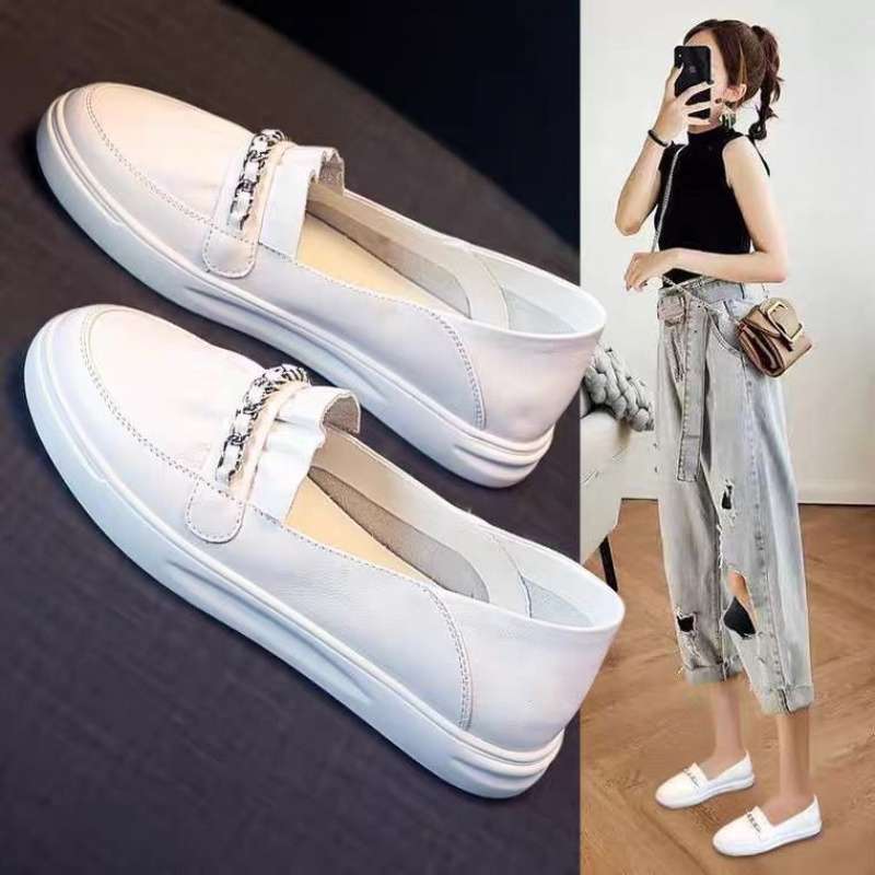 Little White Shoes Women's Shoes Spring and Autumn 2025 New Flat Bottom Shallow Mouth One Pedal Shoes Doudou Casual Single Shoes Pregnant Women