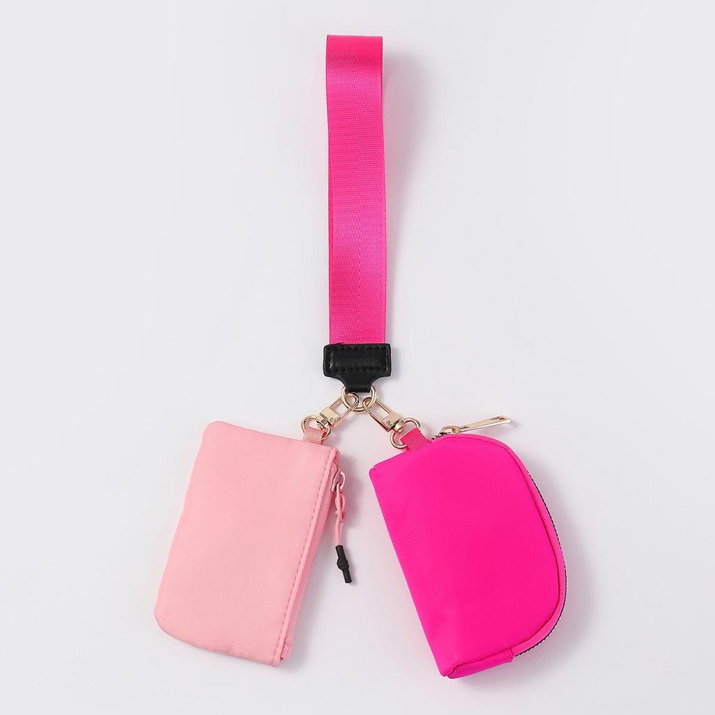 LULU Color Block Waterproof Nylon Coin Purse & Wristlet Key Bag