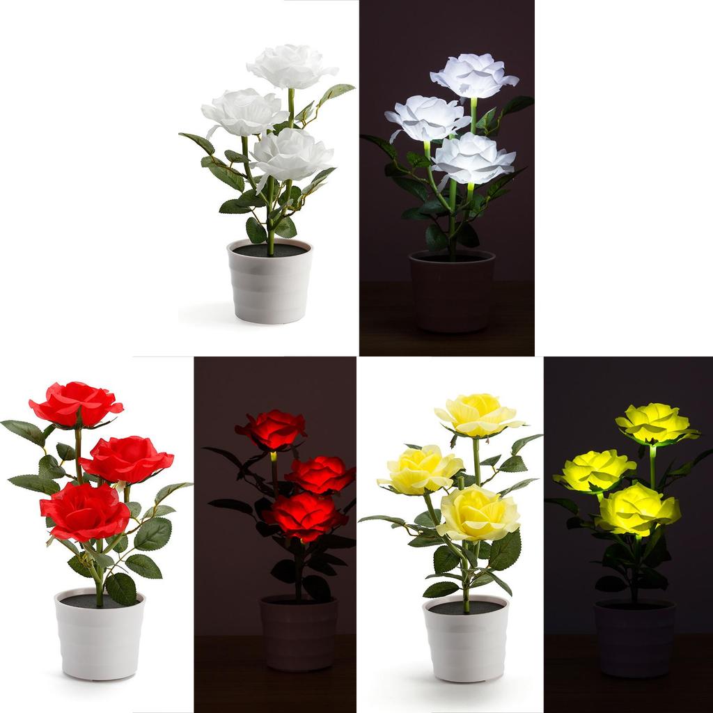 Solar Rose Garden Led Lamp With 3d Illumination For Patio And Garden Decor
