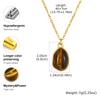 Irregular Geometric Tiger's Eye Pendant Necklace Gold Stainless Steel O-Chain Natural Stone Necklace Exquisite Party Jewelry