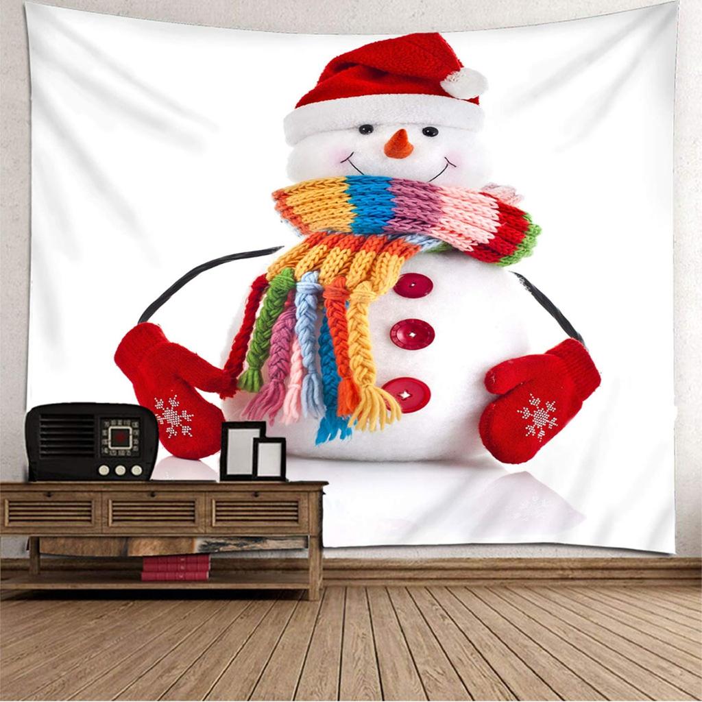 Snowman Snowflake Christmas Tapestry New Year Winter Party Tapestry Bedroom Dormitory Wall Hanging