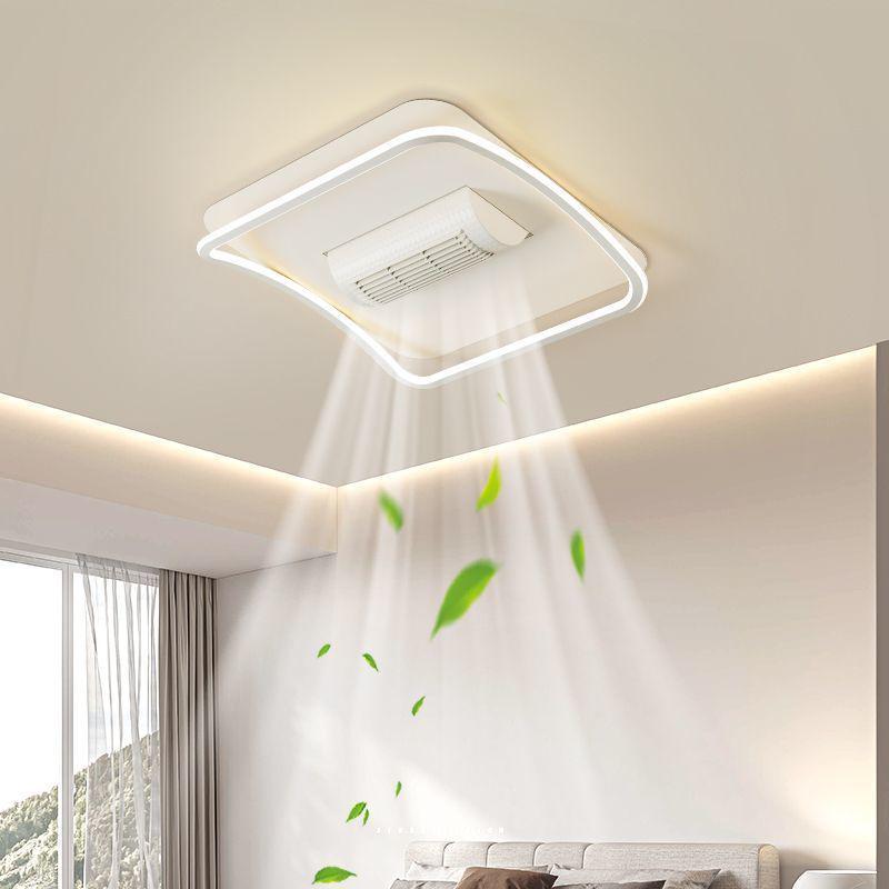 Modern Smart Bladeless Ceiling Fan Light with Voice Control - Three-Color Options for Living Room/Bedroom, 110V