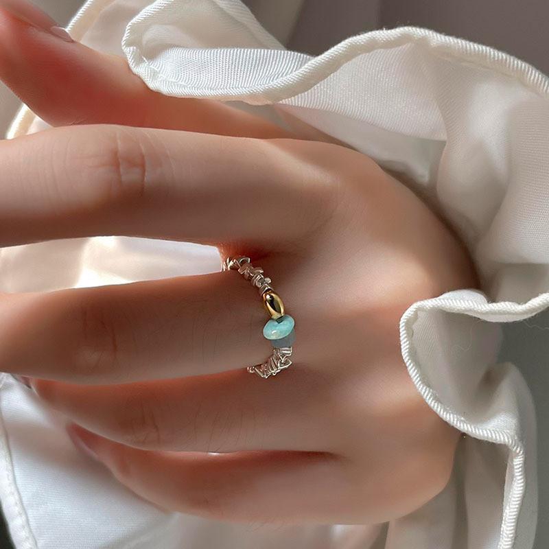Ins Versatile Fashion Copper Ring With Unique Beaded Geometric Pattern
