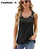 Summer Women's Sleeveless T-Shirt Solid Color Round Neck Women's Vest Loose Top