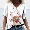 Plus Size 6XL Merry Christmas Women's Short sleeved V-neck T-shirt Christmas Tree Santa Claus Letter Print Simple Trendy Trend Women Clothing