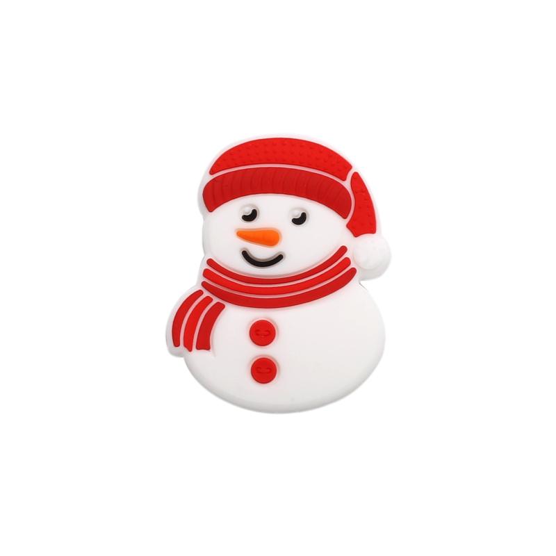 10pcs New Christmas Santa Snowman Silicone Beads For Jewelry Making DIY Pacifier chain Clips Teether Beads Christmas Gifts