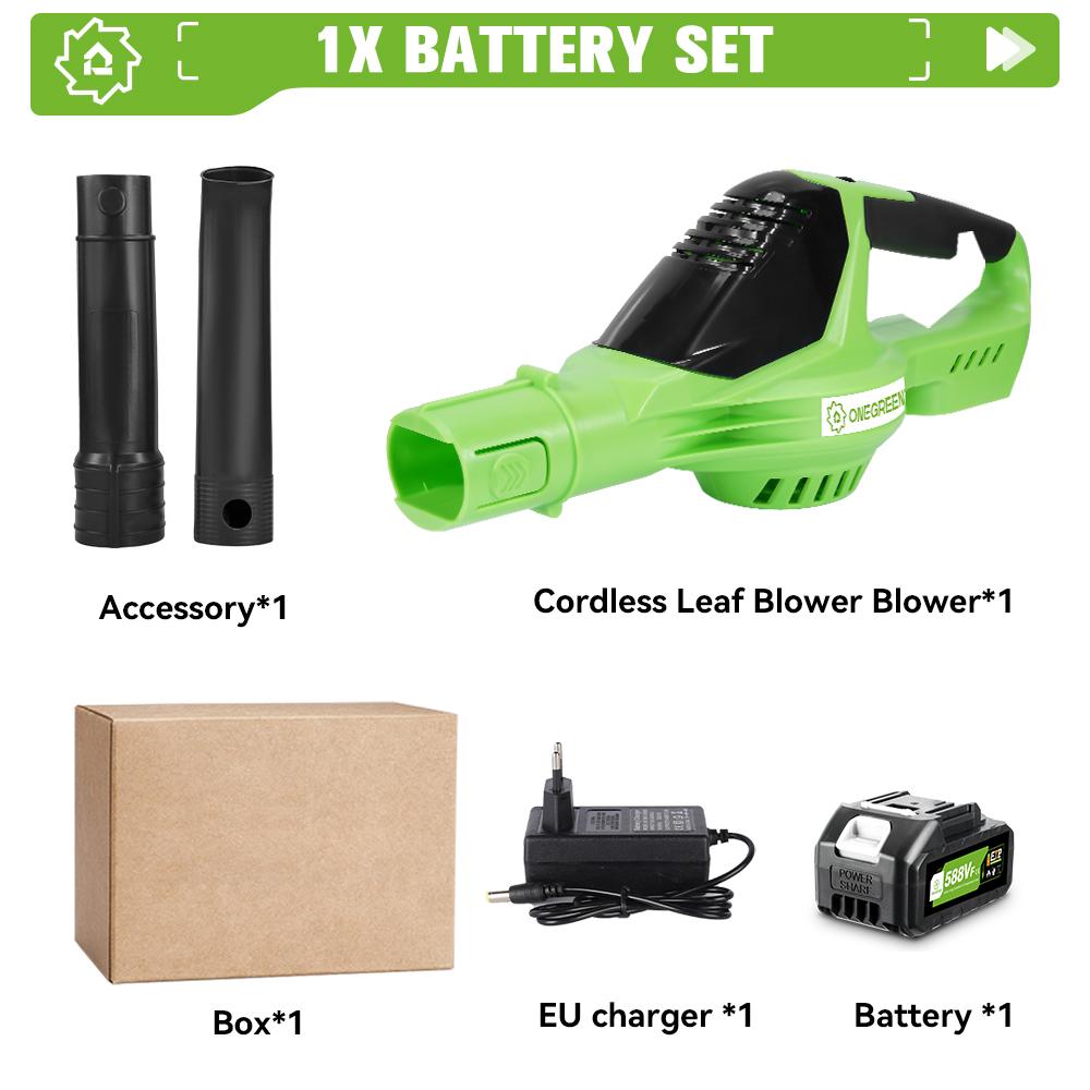 

ONEGREEN 5500W бесщеточный электрический воздуходув 5 передач беспроводной воздуходув листьев беспроводной супер мощный пылеудаляющий аппарат для Makita 21V аккумулятор 1 Battery-EU