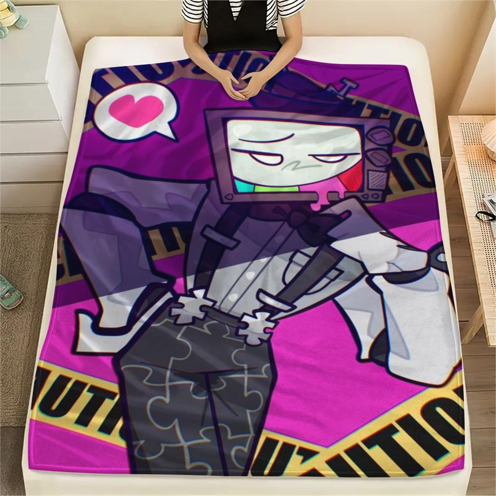 

1PC Mr. Puzzles Smg4 Print Flannel Blanket, High quality Comfortable for All Seasons, Home Decor, Warmth and Comfort, Perfect for Christmas Gifts 92 80cm x 120cm