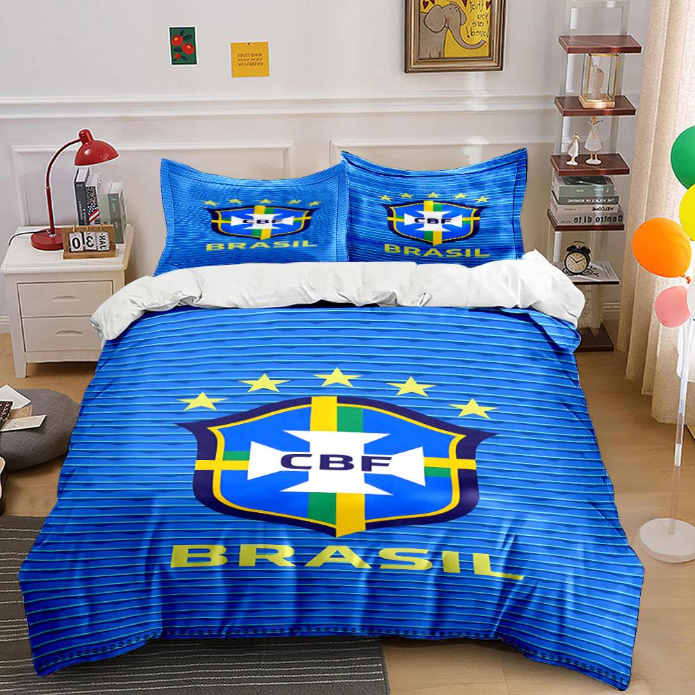 Brazil Soccer Crest Pattern. Bedding Sets Duvet Cover Sets Duvet Covers Pillowcases(1 * Duvet Cover 2 * Pillowcases Without Duvet Insert)