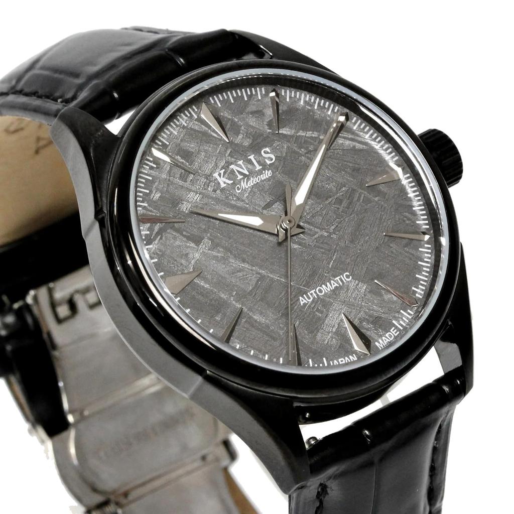 KNIS Varnish Meteorite Meteorite Made in Japan Automatic Watch Sapphire Glass Black Leather 10 ATM Water Resistant Mechanical Men's KN001-MTBKLE