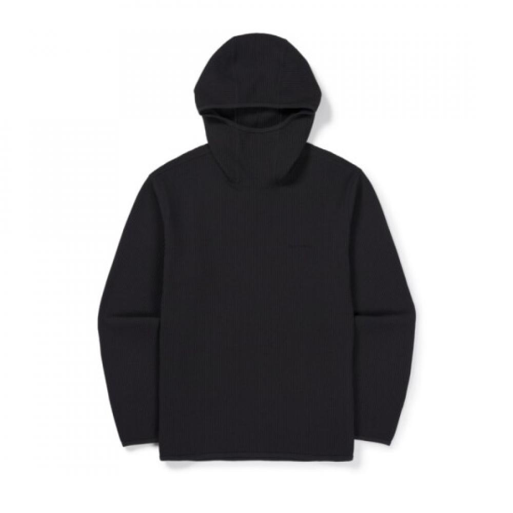Snow Peak Teijin DelTa Peak Waffle Balaclava Hooded T shirT Black s26fuThd18bk