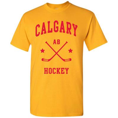 Calgary Classic Hockey Arch Basic Cotton T-Shirt