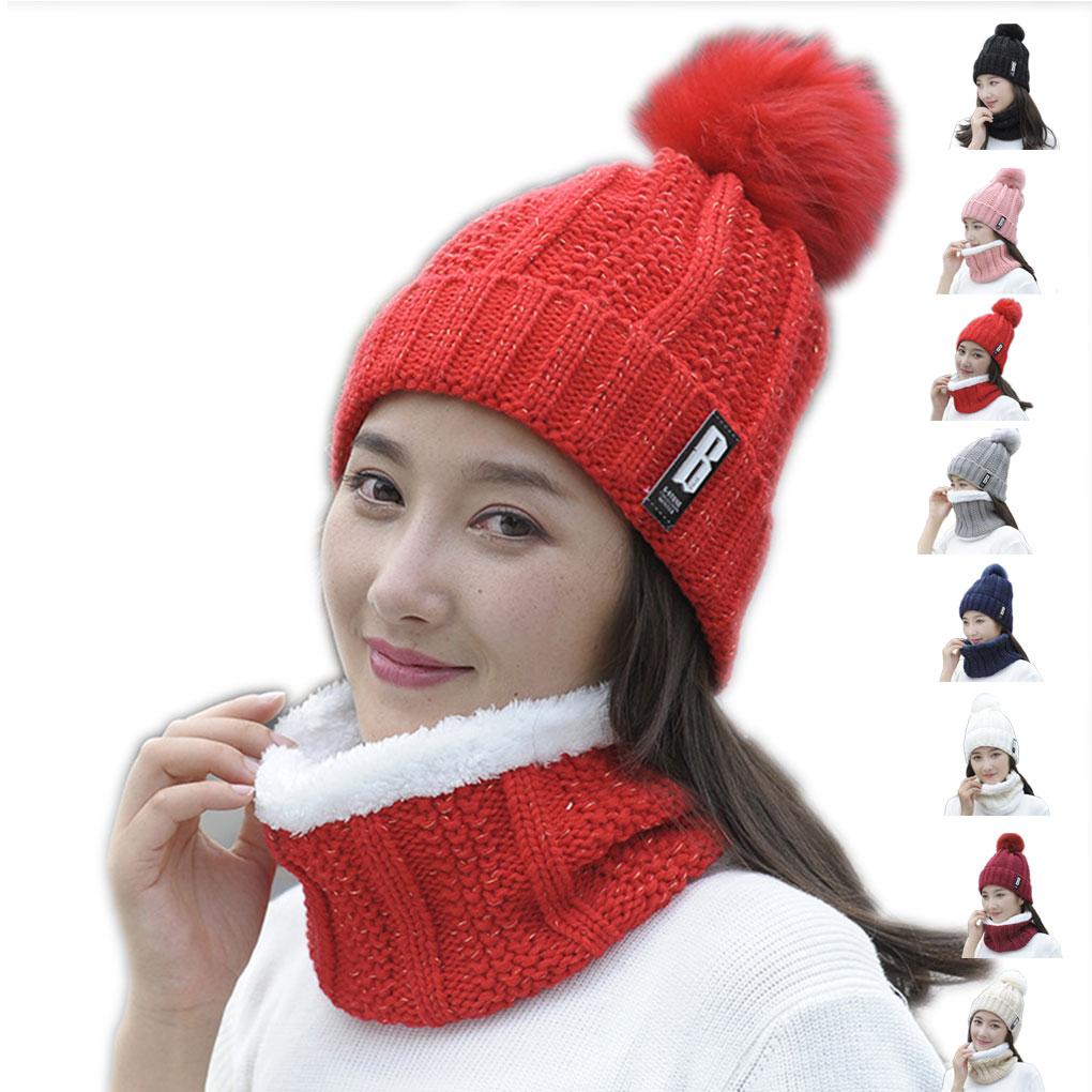 Women Braided Hat Kit Girl Warm Cap Scarf Set Crochet Skull Supplies Granny Winter Accessory