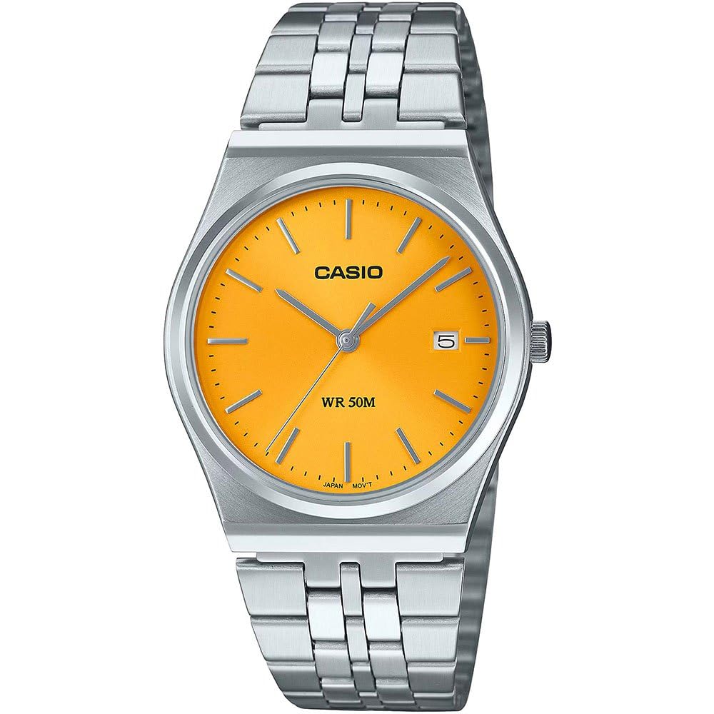 Casio Entiser Analog Yellow Dial Modern Men's MTP-B145D-9AVDF (A2238), Yellow,