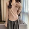The New Style of Autumn and Winter Women's Clothing with a Black Fashion Round Neck Slim Long-sleeved T-shirt, Warm and Thickened Design Ladies Top