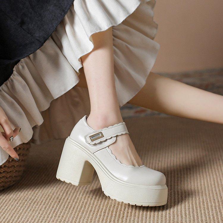 High-heeled Mary Jane Shoes Spring and Autumn New Retro Japanese Light Mouth Thick Heel Platform Small Leather Shoes