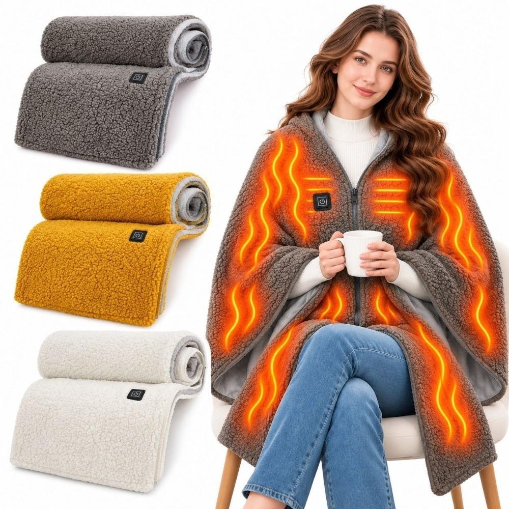 Soft Fabric USB Heating Shawl 3 Heated Level Outdoor Camping Thermal Blankets Office Use