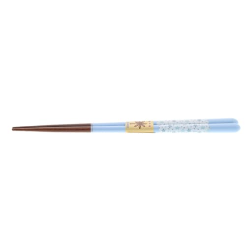 Dishwasher-safe chopsticks with a pastel flower (floral) design, made of natural wood and acrylic, blue, 18cm
