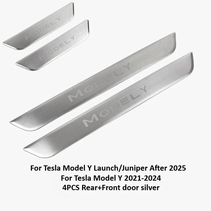 Stainless Steel Door Welcome Pedals for Tesla Model Y Juniper Model 3 2025+ Sill Protector Bars Cover Interior Car Accessories