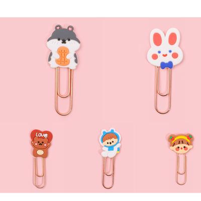 Klipy do záložek Roztomilý kreslený vzor Kovové měkké pryže Lehké přenosné kancelářské klipy pro klasifikaci