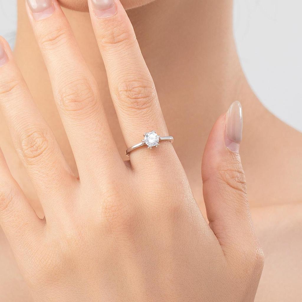 MODIAN Solid 925 Sterling Silver Crown Exquisite 1CT Shining Zirconia Wedding Ring For Women Engagement Basic Fine Jewelry Gifts Coupon & Discount