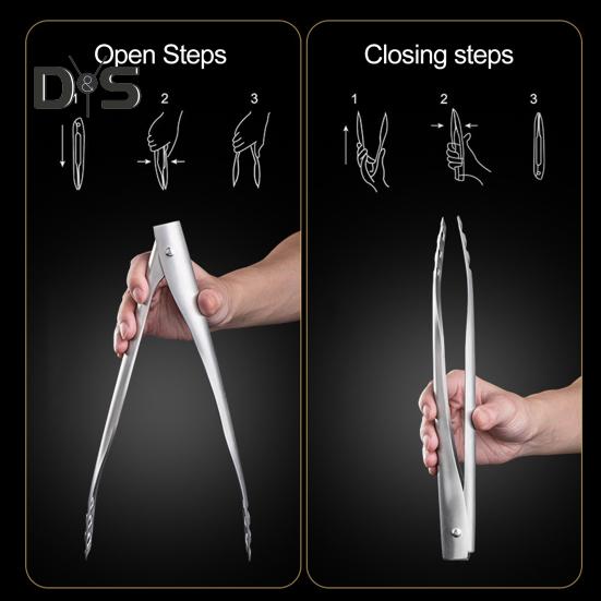 304 Food Clip Gravity Auto Open Zavřít Dutá Dlouhá rukojeť Proti opaření Multifunkční Steak Svorka na servírování chleba Kleště na grilování Kuchyňské potřeby na grilování