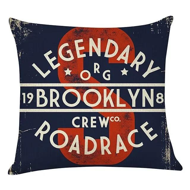 Vintage Classic American English Letters Linen Pillow Covers Bar Sofa Red Double Bed Cushions Covers 40X40 45X45 Home Decor